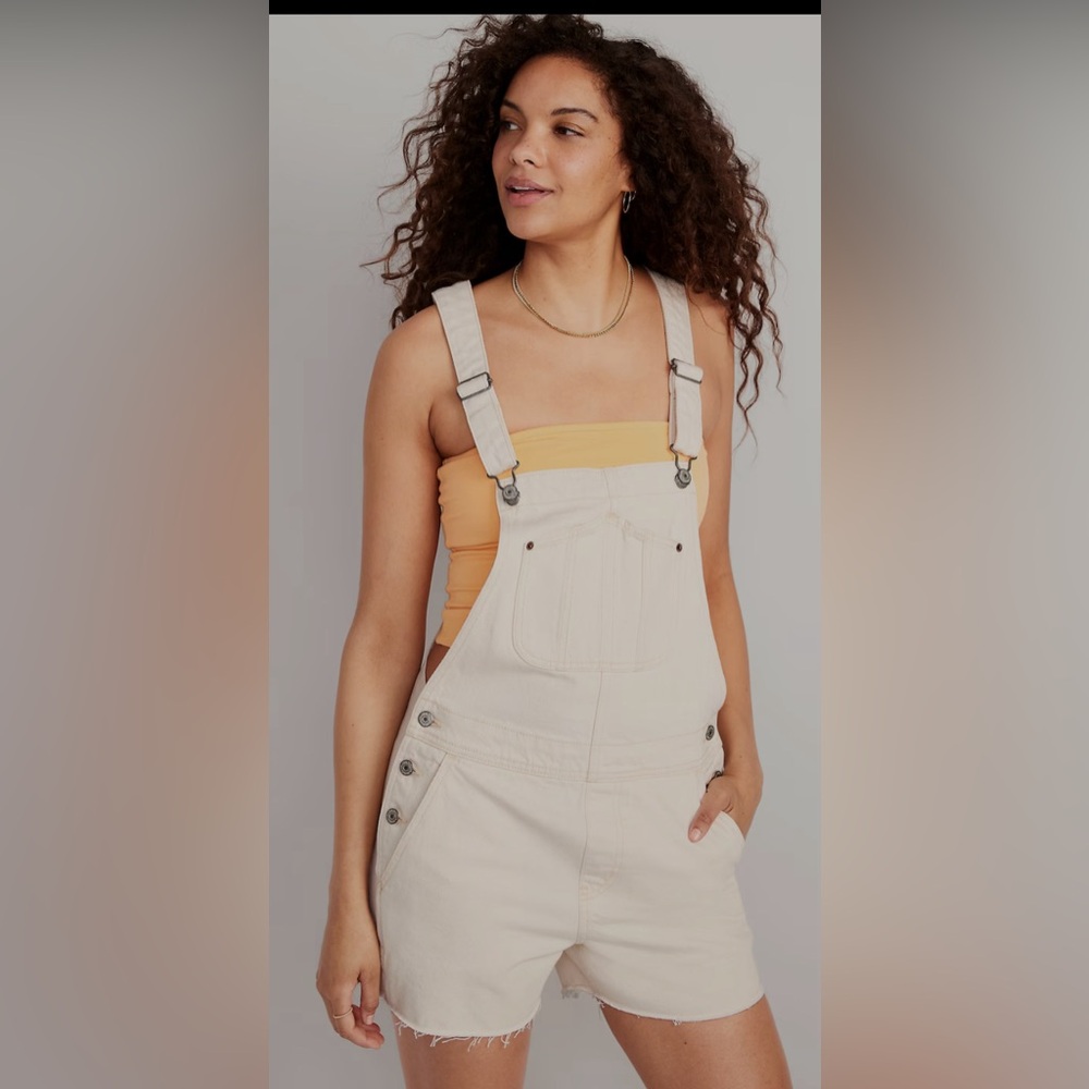 Women's Cream Denim Overalls
